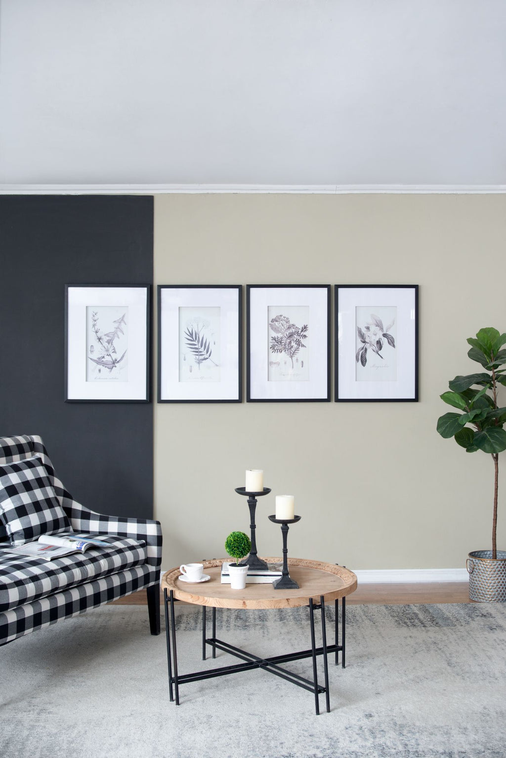 Four-Piece Black-and-White Botanical Wall Art Set