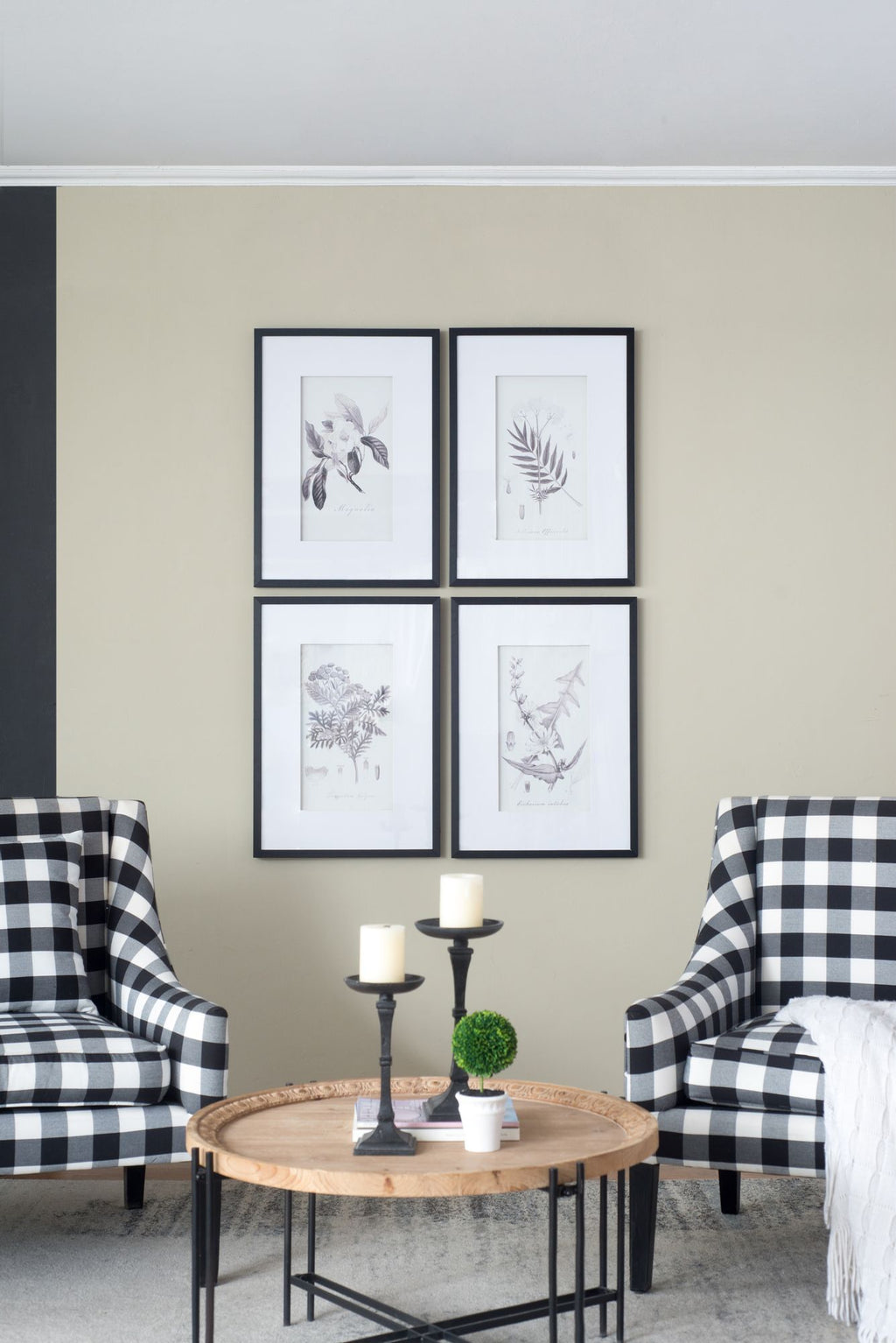 Four-Piece Black-and-White Botanical Wall Art Set