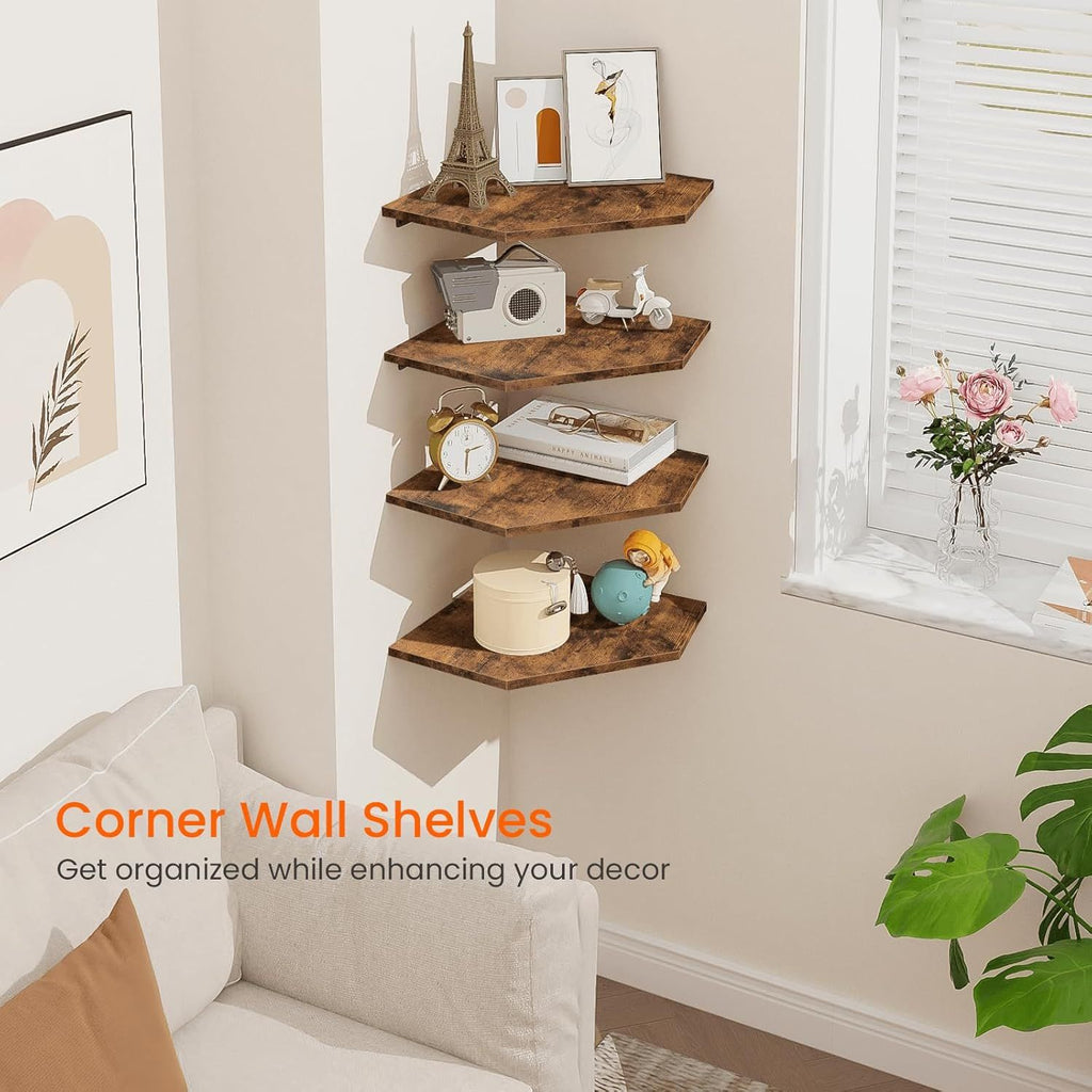 Floating Corner Shelves with Cord Hole for Cable Management