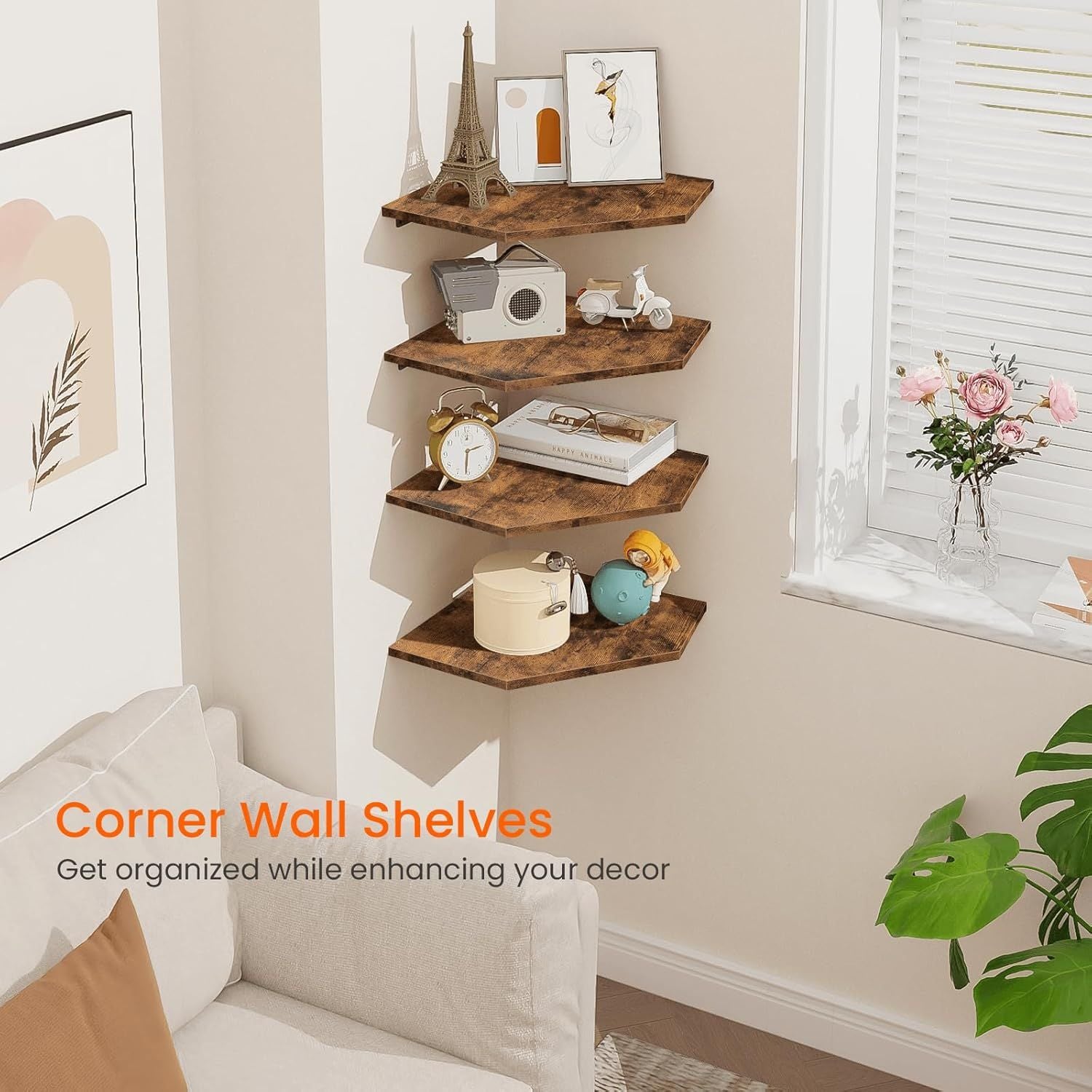 Floating Corner Shelves with Cord Hole for Cable Management