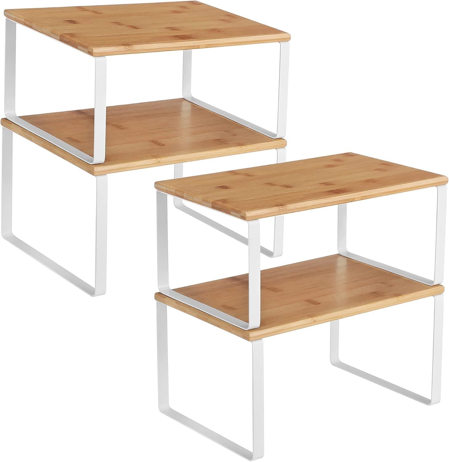 Set of 4 Stackable Kitchen Counter Shelves in Two Sizes