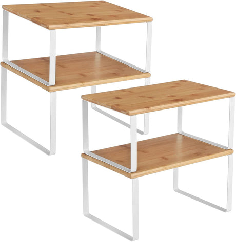Set of 4 Stackable Kitchen Counter Shelves in Two Sizes