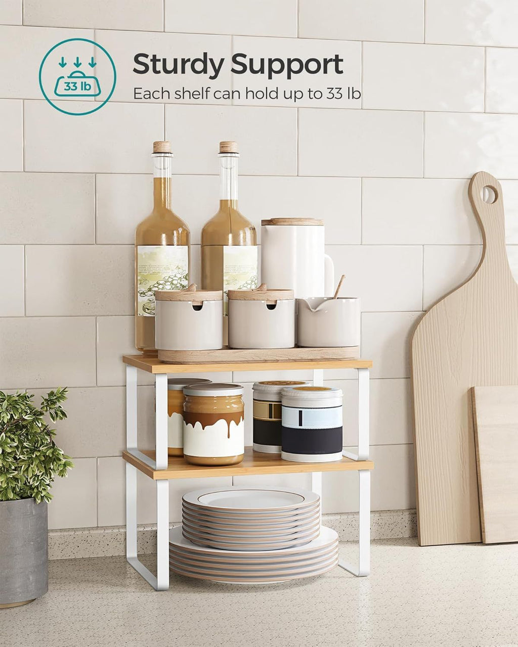 Set of 4 Stackable Kitchen Counter Shelves in Two Sizes
