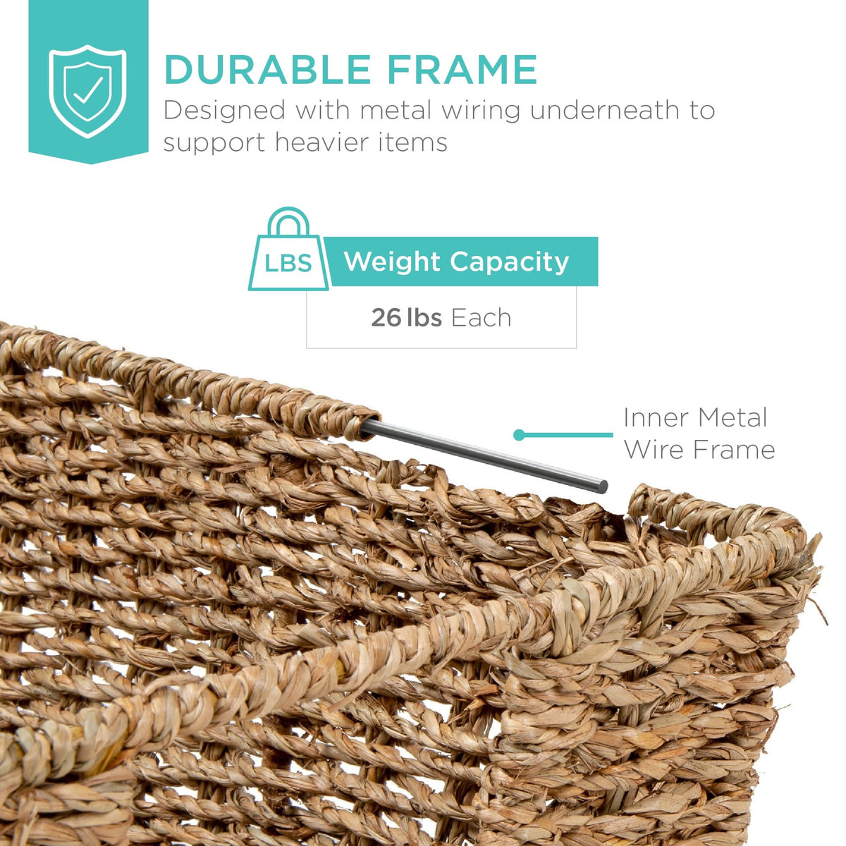 Set of 4 Stackable Storage Baskets with Side Handles