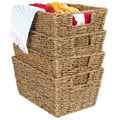 Set of 4 Stackable Storage Baskets with Side Handles
