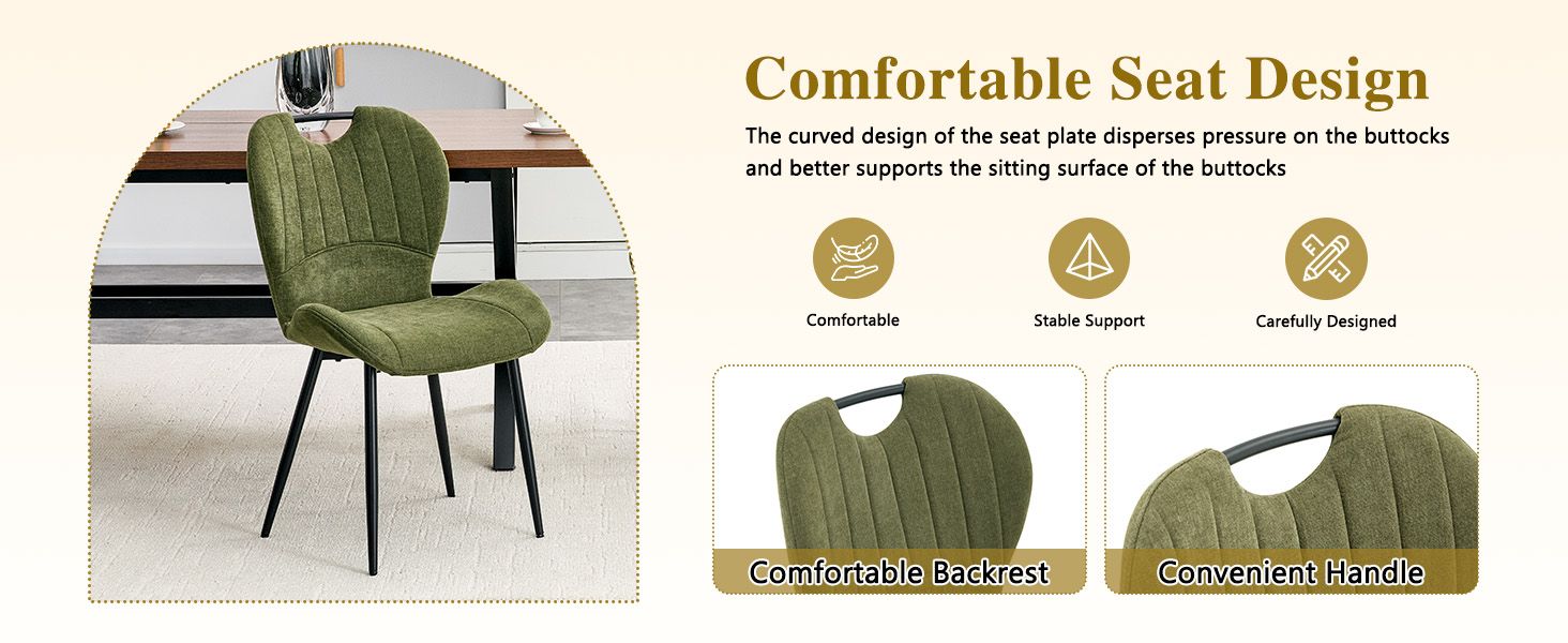 Olive Green Cushioned Dining Chair Set