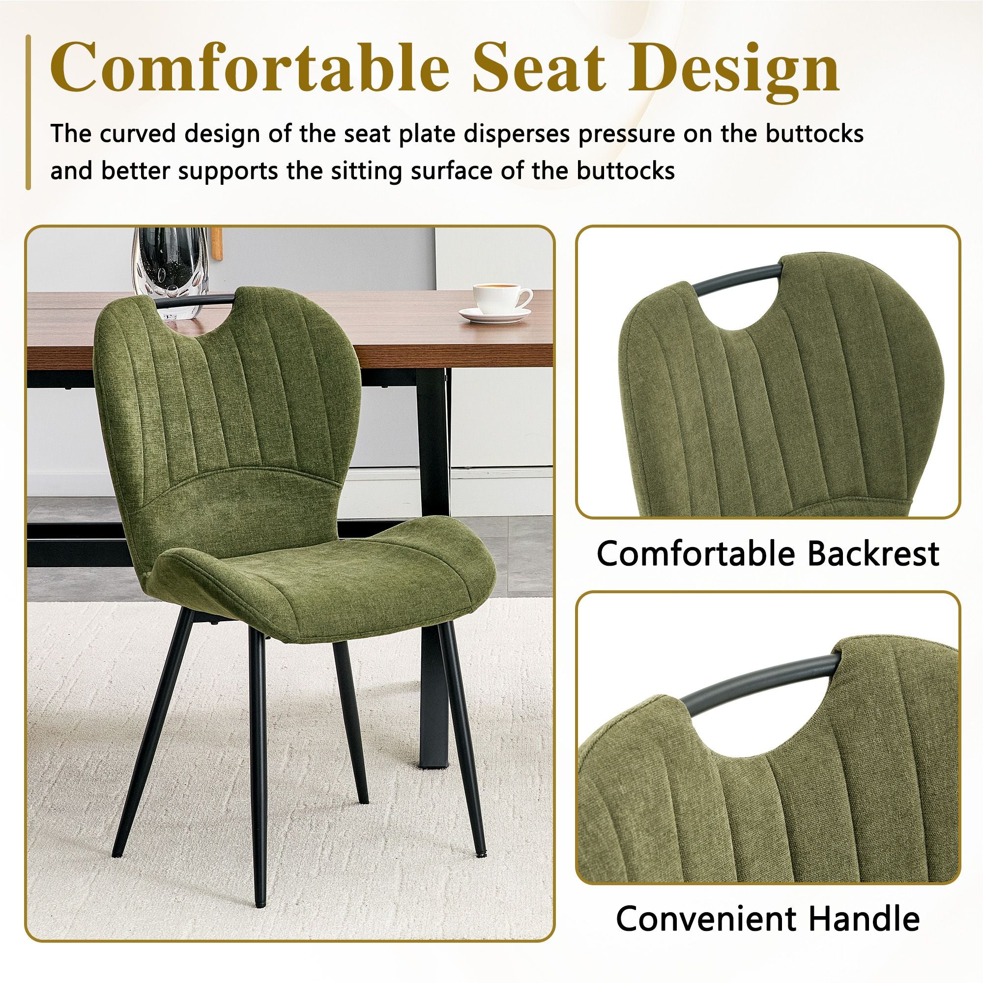 Olive Green Cushioned Dining Chair Set