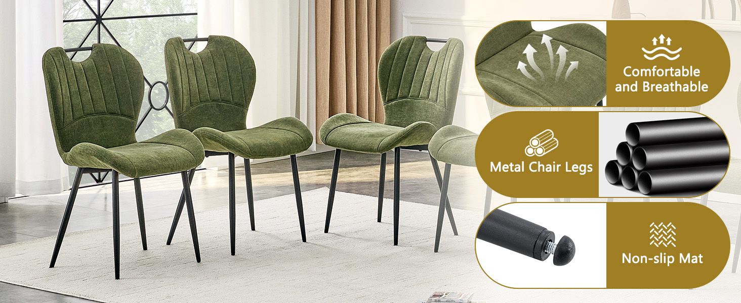 Olive Green Cushioned Dining Chair Set