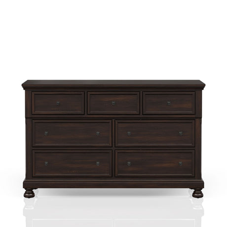 Seven Drawer Dresser with Dark Cherry Finish