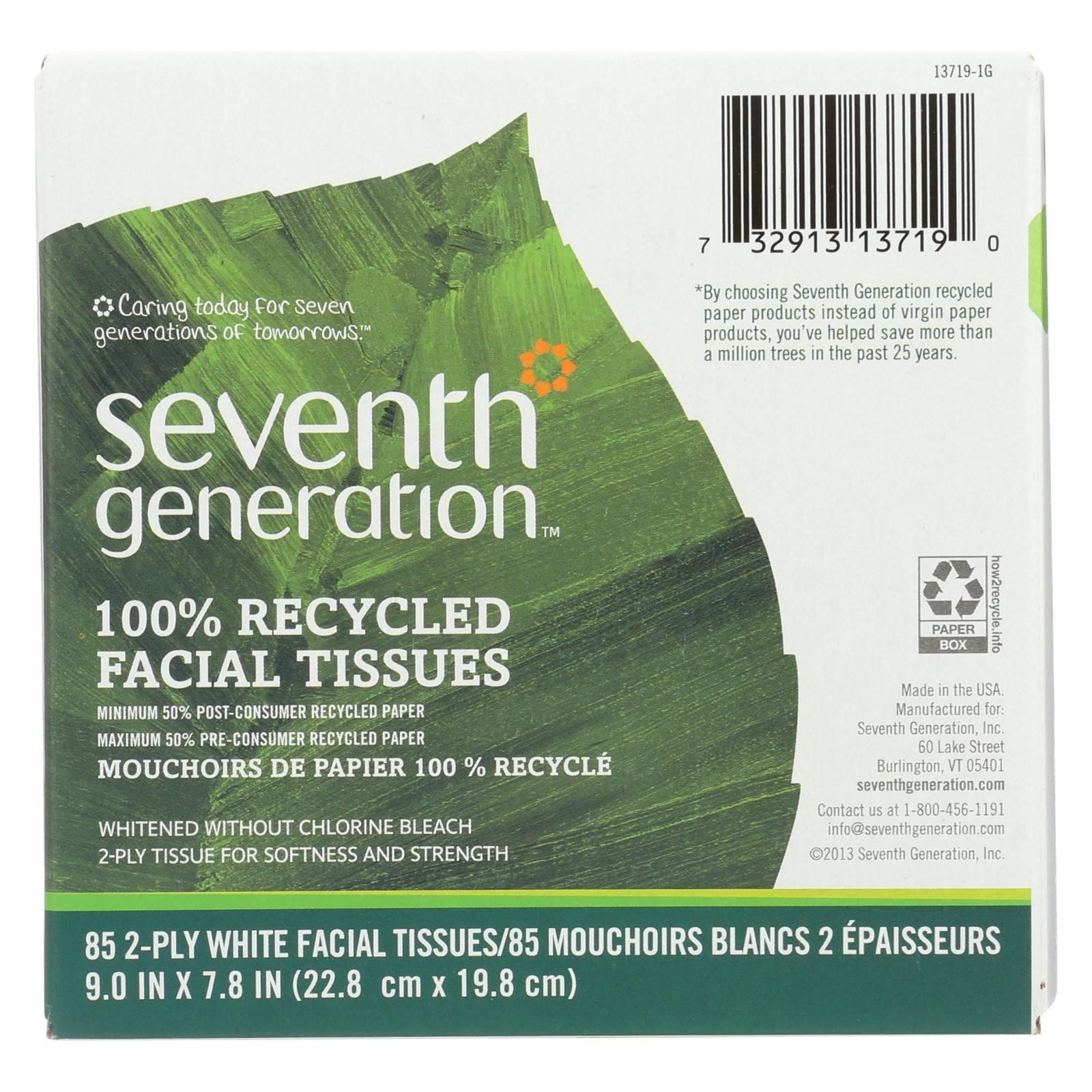 Seventh Generation Recycled Facial Tissue Cube - 85 Ct, Case of 36