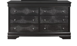 Shaker Crocodile Metallic Grey Dresser with Crystal Embellished Hardware