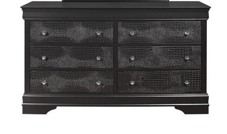 Shaker Crocodile Metallic Grey Dresser with Crystal Embellished Hardware