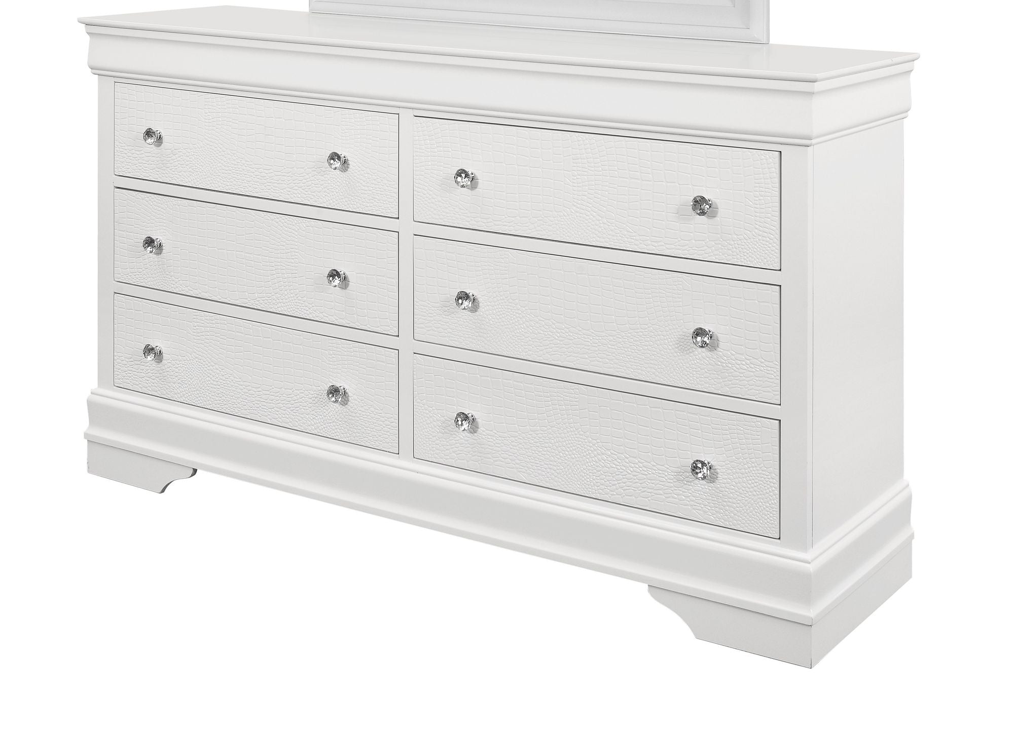 Metallic White Crocodile-Textured Dresser