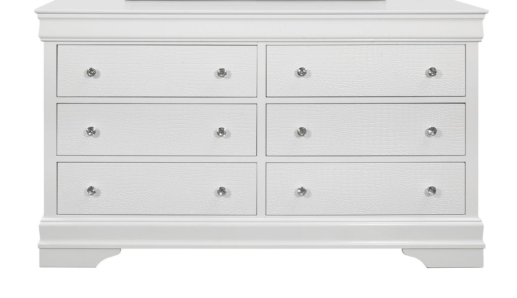Metallic White Crocodile-Textured Dresser