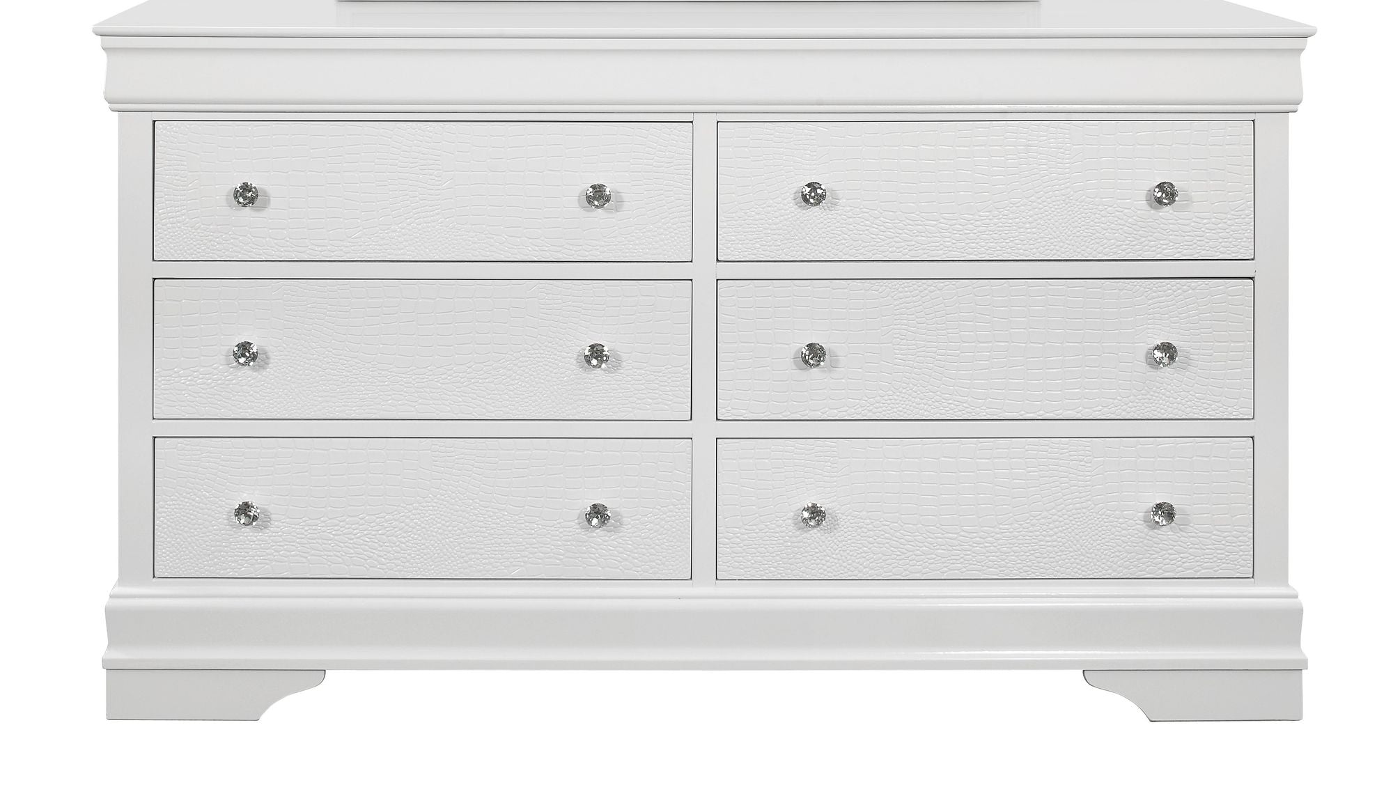 Metallic White Crocodile-Textured Dresser