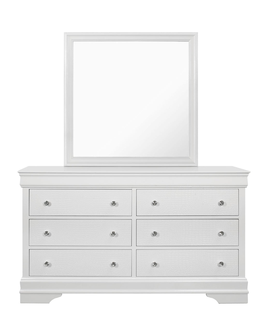 Metallic White Crocodile-Textured Dresser