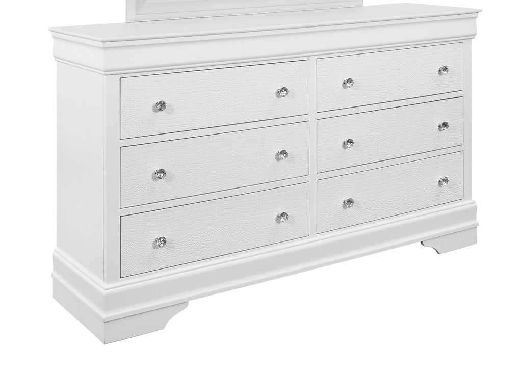 Metallic White Crocodile-Textured Dresser