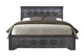 King Bed with Crystal Inspired Tufted Headboard and LED Lighting