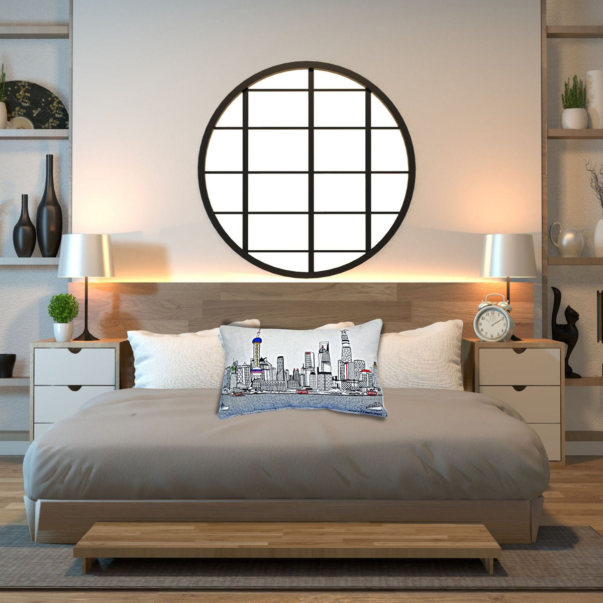Shanghai Landmark Decorative Pillow