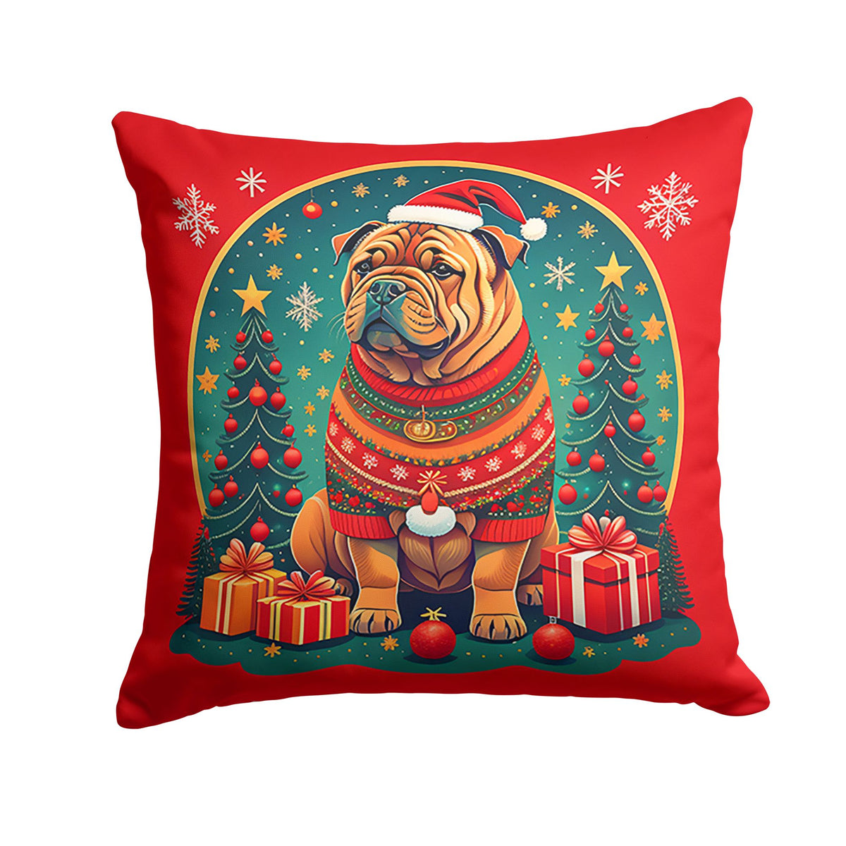 Shar Pei Christmas Indoor-Outdoor Throw Pillow