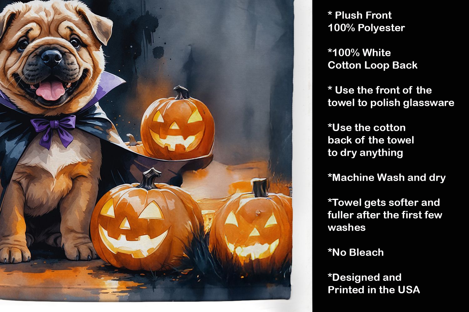 Premium Halloween Kitchen Towel – Plush Velour with Cotton Terry Back