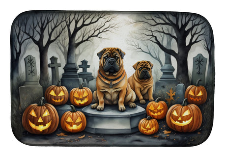 Shar Pei Spooky Halloween Dish Drying Mat