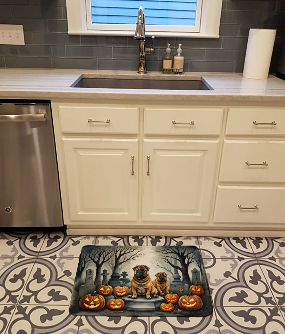 Spooky Shar Pei Halloween Kitchen and Bath Mat