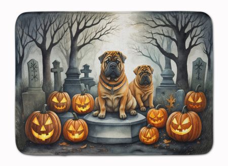 Spooky Shar Pei Halloween Kitchen and Bath Mat