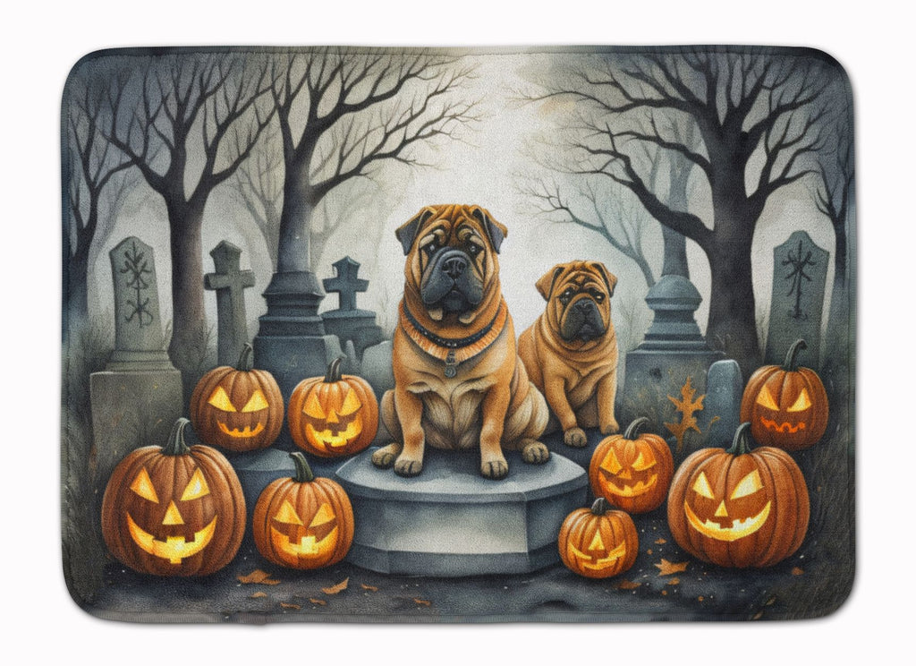 Spooky Shar Pei Halloween Kitchen and Bath Mat