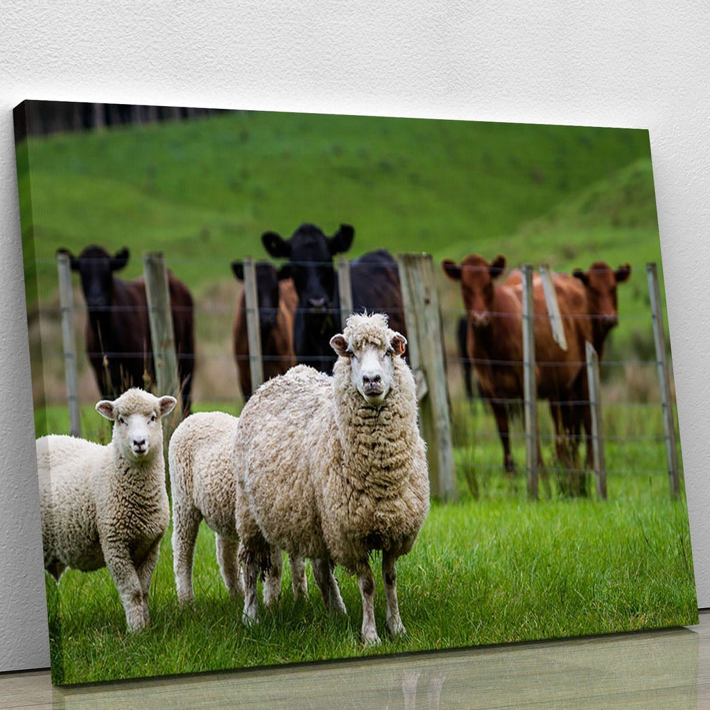 Sheep and Cows Pastoral Wall Art