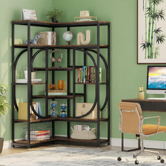 Large Corner Bookcase with 7 Shelves – Industrial Storage Cabinet