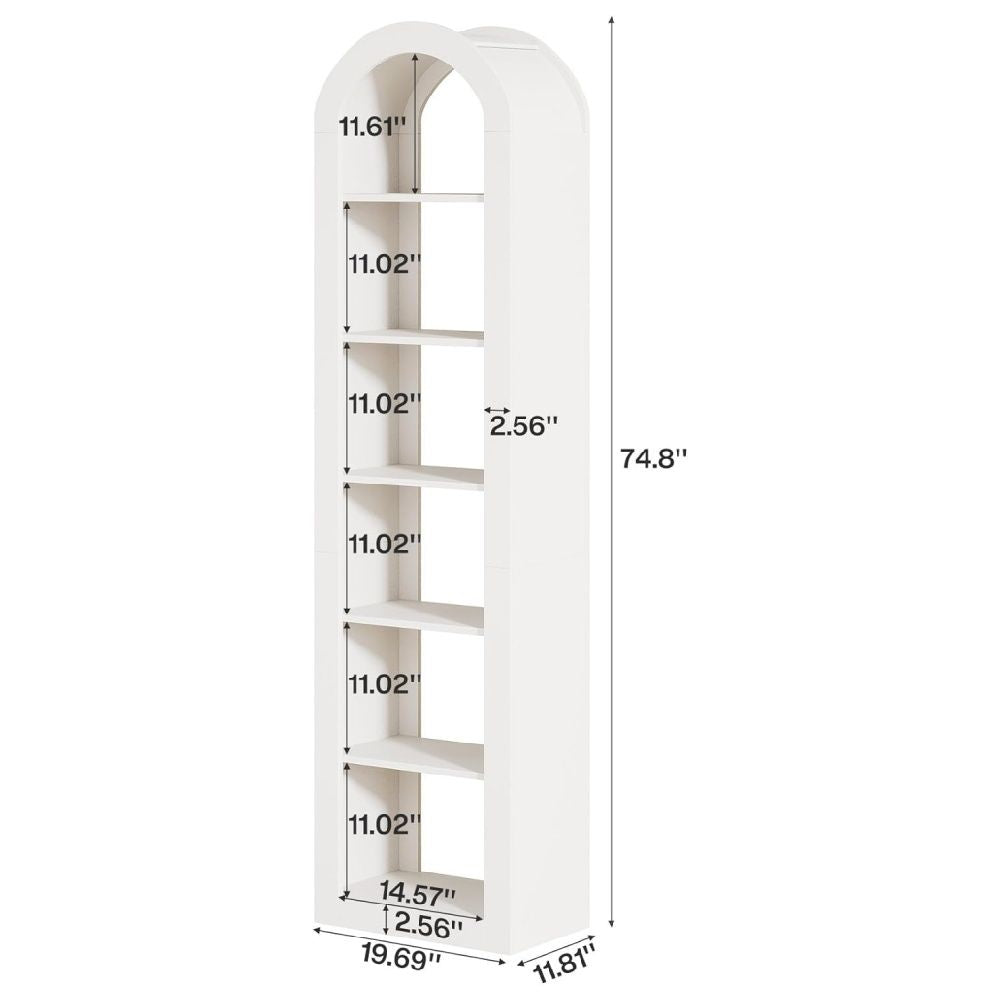 Arched 6-Tier Bookshelf – Rustic Open Shelving for Any Room