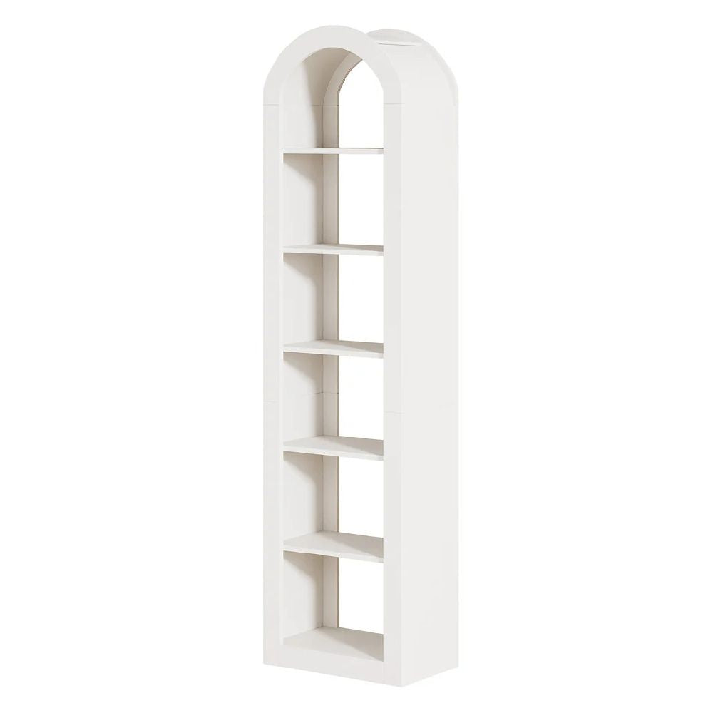Arched 6-Tier Bookshelf – Rustic Open Shelving for Any Room