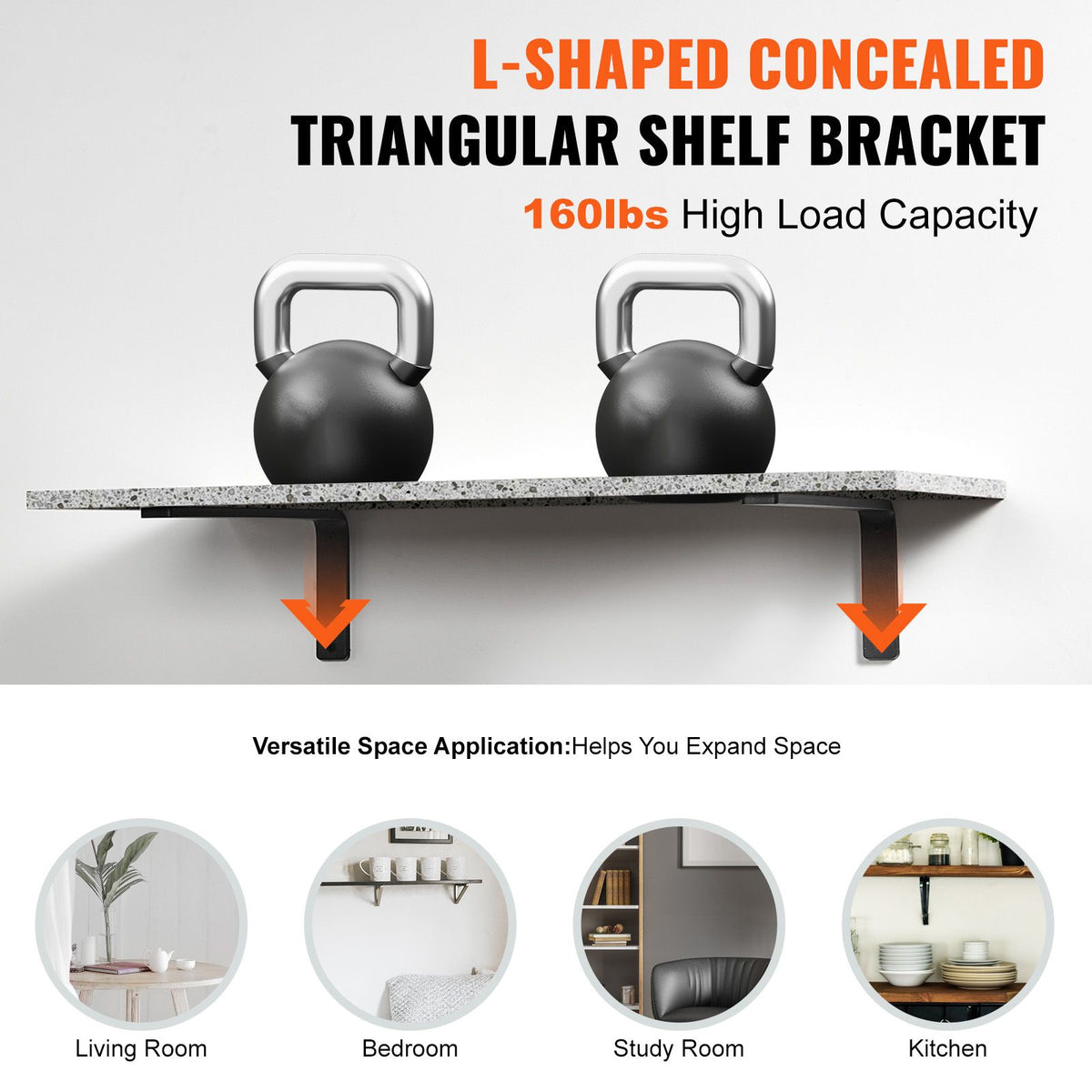 Matte Black Triangular Brackets for Floating Shelves