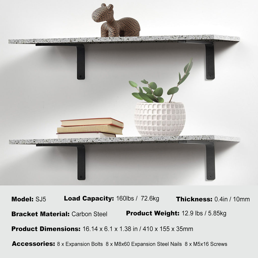 Matte Black Triangular Brackets for Floating Shelves