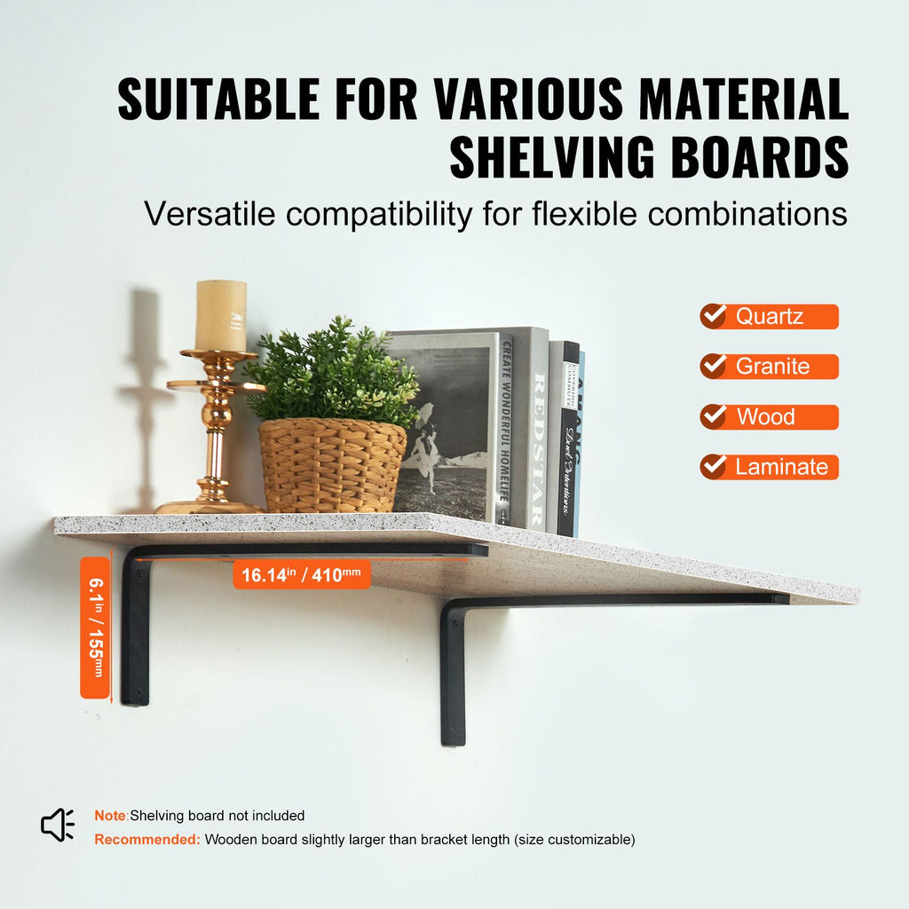 Matte Black Triangular Brackets for Floating Shelves