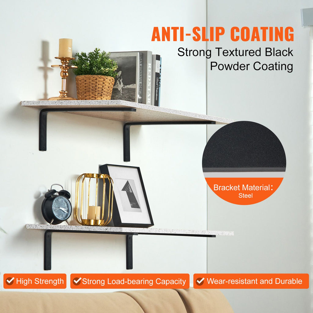 Matte Black Triangular Brackets for Floating Shelves
