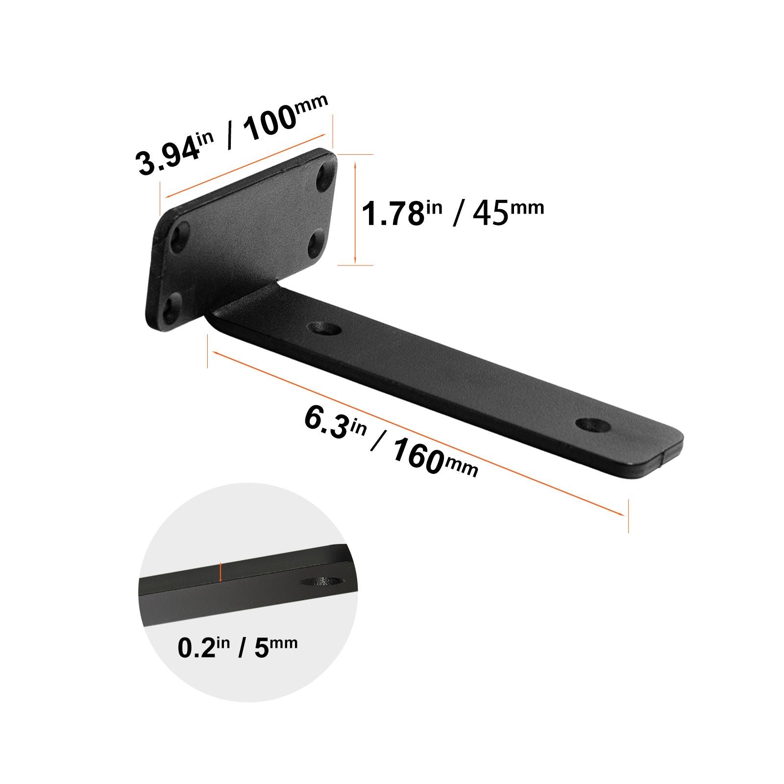 practical Floating Shelf Brackets, Capacity, Matte Black, 6-Pack