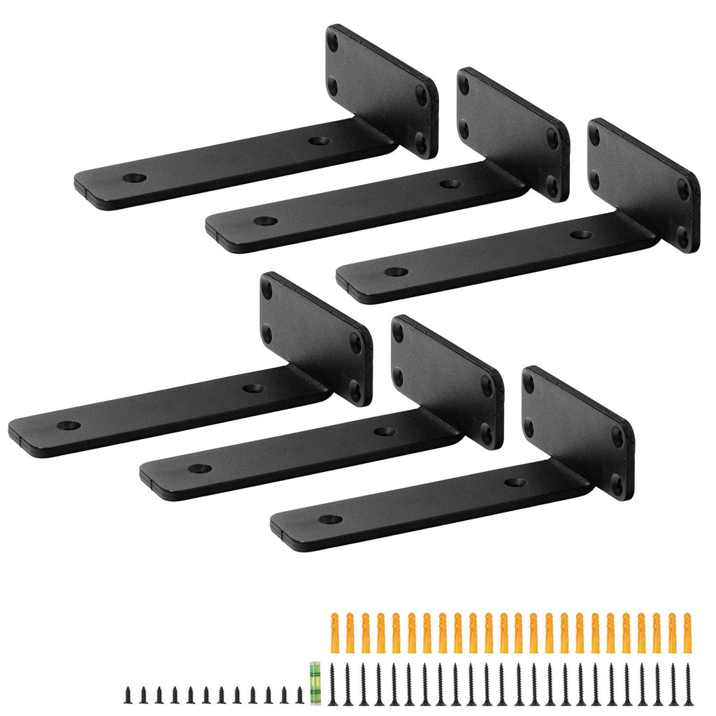 practical Floating Shelf Brackets, Capacity, Matte Black, 6-Pack
