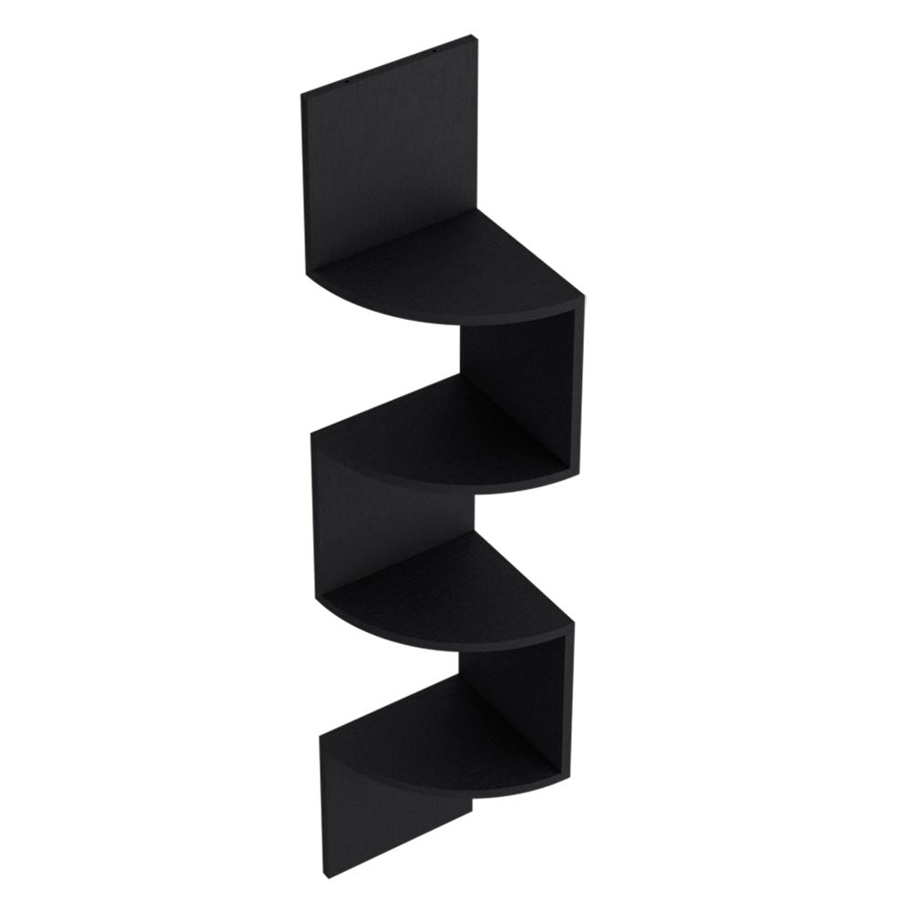 Shelf Crestone – Modern Black Wall-Mounted Shelving Unit with Four Open Shelves