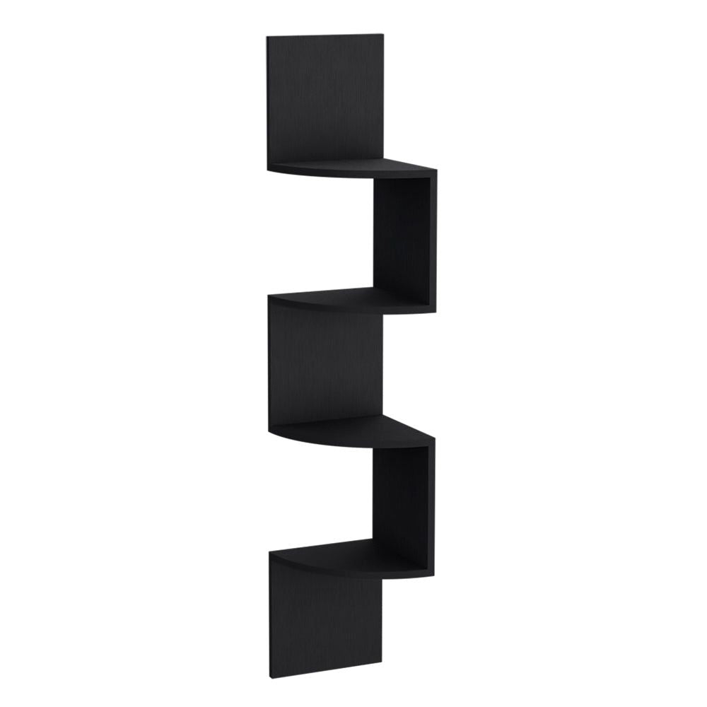 Shelf Crestone – Modern Black Wall-Mounted Shelving Unit with Four Open Shelves