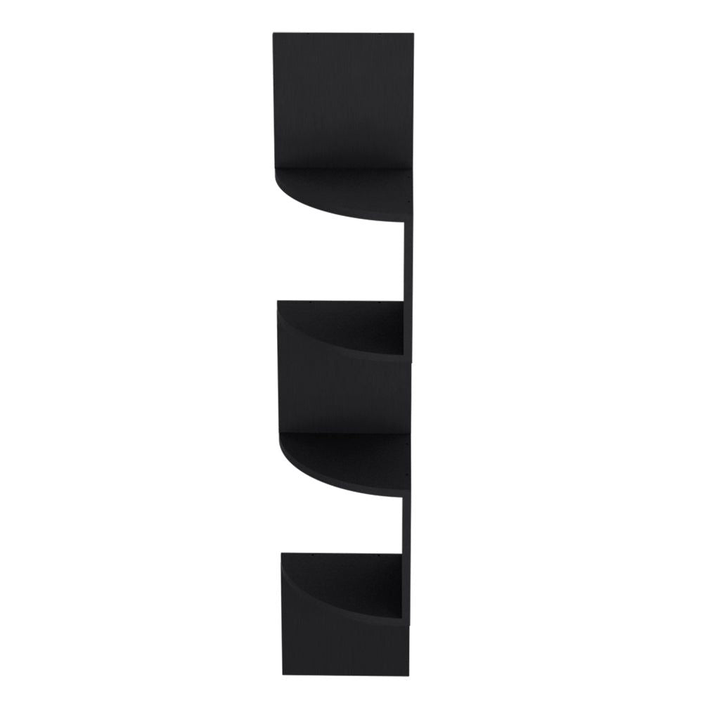 Shelf Crestone – Modern Black Wall-Mounted Shelving Unit with Four Open Shelves