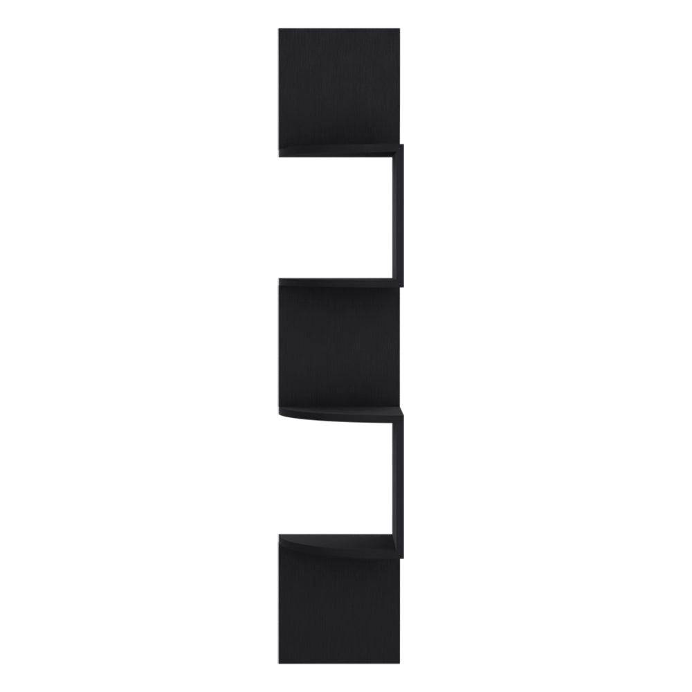 Shelf Crestone – Modern Black Wall-Mounted Shelving Unit with Four Open Shelves
