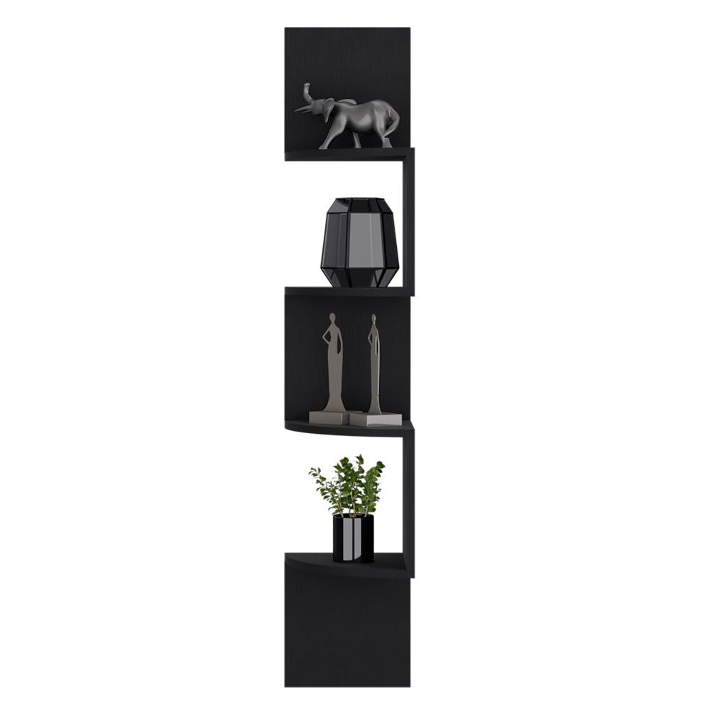 Shelf Crestone – Modern Black Wall-Mounted Shelving Unit with Four Open Shelves