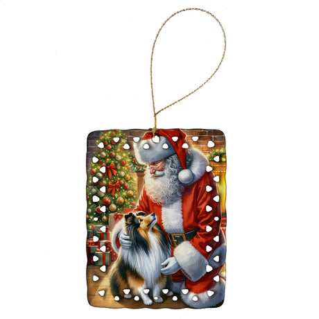 Sheltie and Santa Personalized Holiday Ornament