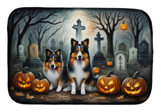 Sheltie Spooky Halloween Dish Drying Mat