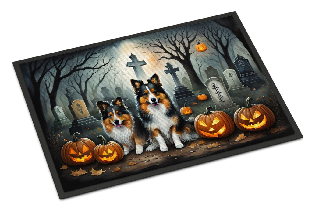 Sheltie Spooky Halloween Entryway Doormat