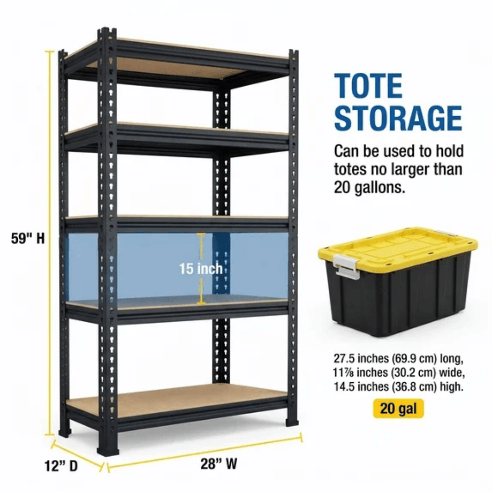 Adjustable Five-Tier Utility Shelving for Flexible Storage