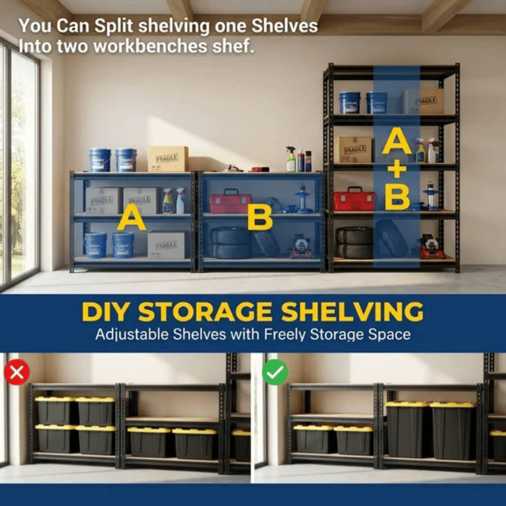 Adjustable Five-Tier Utility Shelving for Flexible Storage