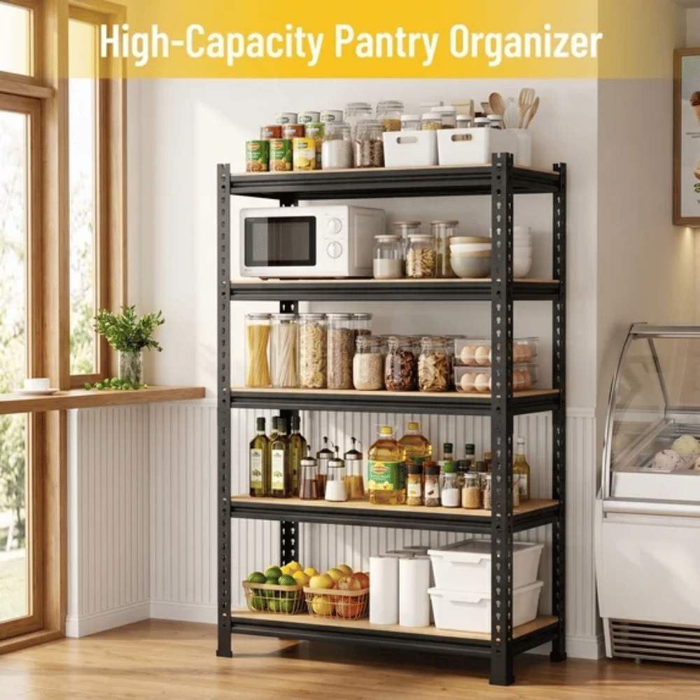 Adjustable Five-Tier Utility Shelving for Flexible Storage